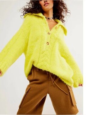 1243. FREE PEOPLE Lemon Tonic Sweater in Lemon Tonic Sz S NWT $198